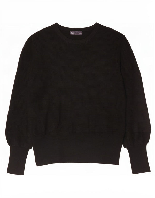 Marks & Spencer Damski sweter z dekoltem w łódkę UK 16, duży, czarny, wiskoza