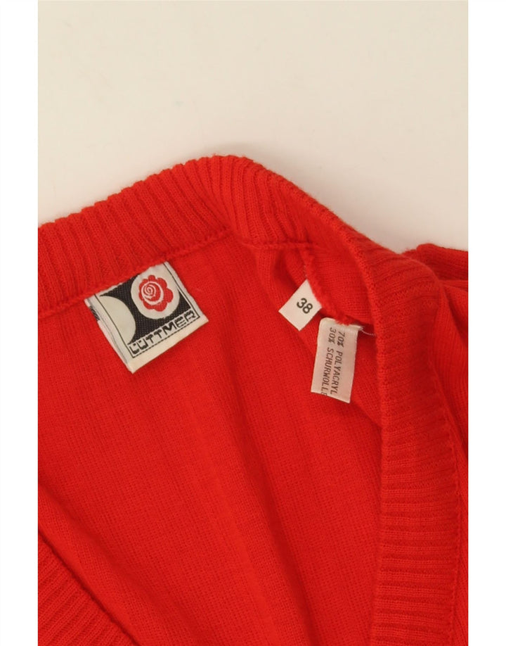 Sweter damski w stylu vintage, EU 38, średni czerwony, poliakryl