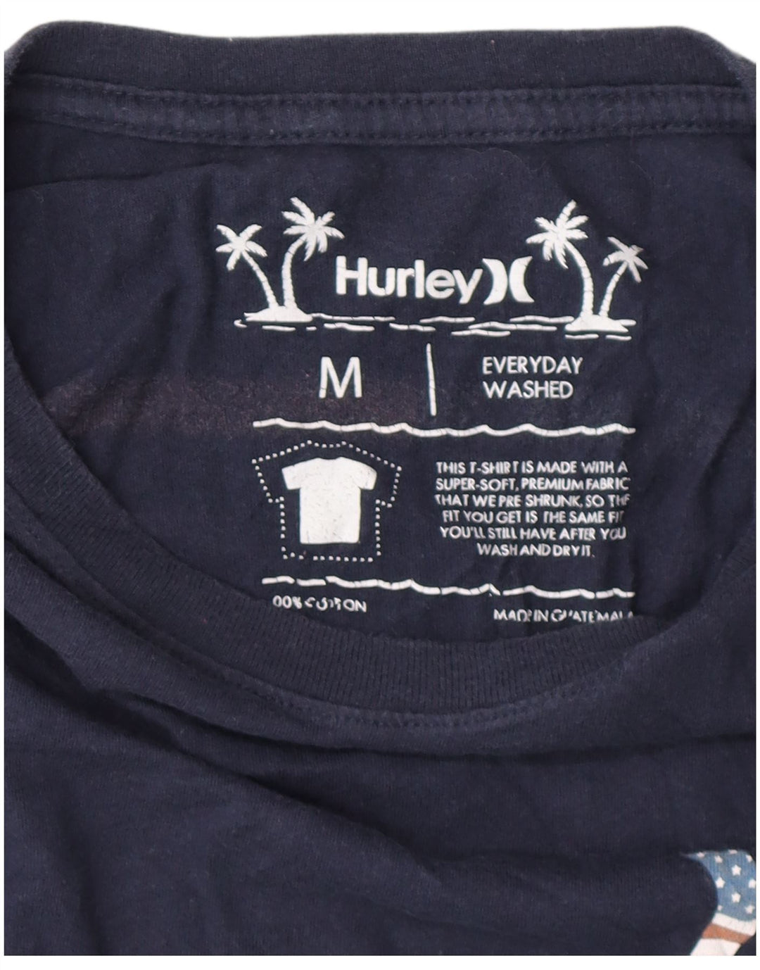 Męska koszulka z grafiką HURLEY Top, średnia, granatowa, bawełniana