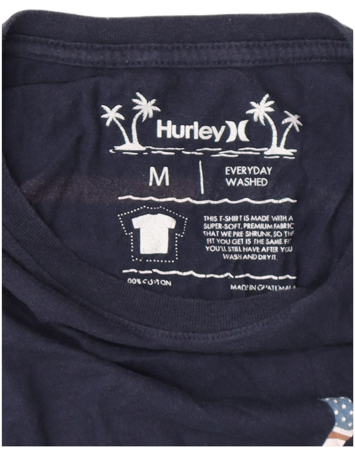Męska koszulka z grafiką HURLEY Top, średnia, granatowa, bawełniana