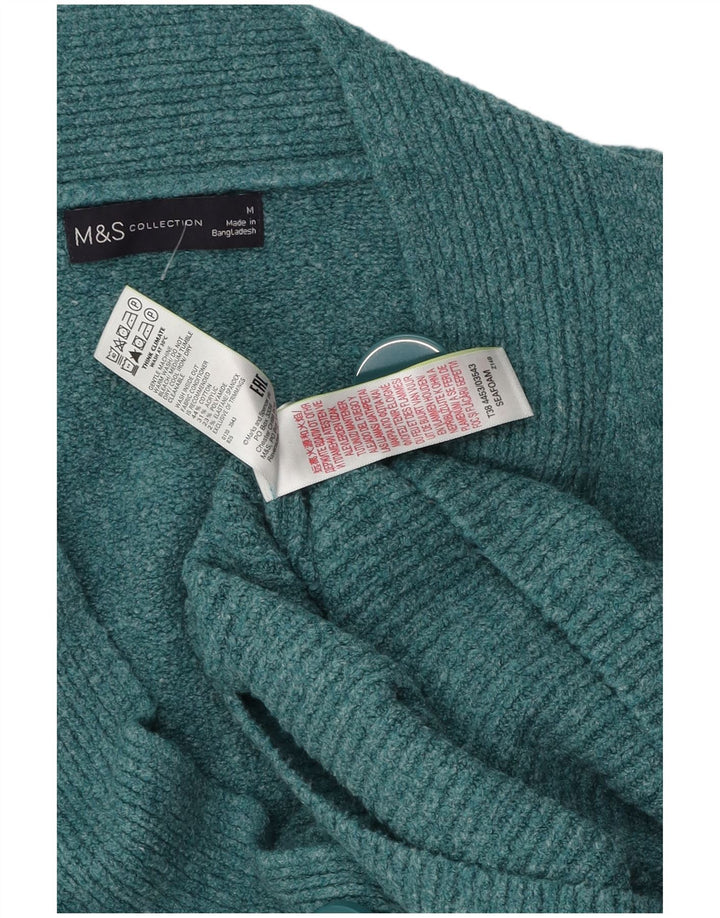 Marks & Spencer Damski sweter kardigan UK 14 Średni turkusowy bawełniany