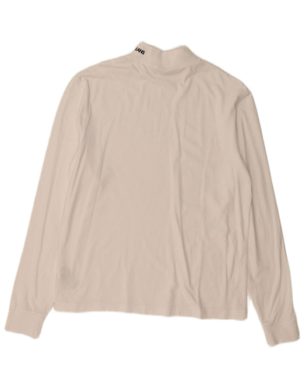 CALVIN KLEIN JEANS Męski top z długim rękawem, mały, biały, bawełniany