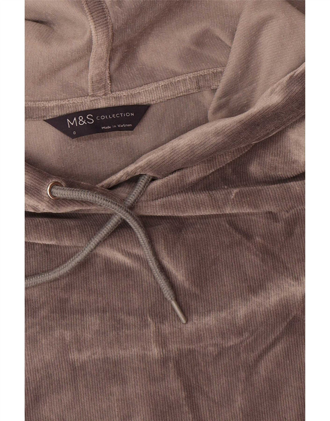 Marks & Spencer Damski welurowy sweter oversize z kapturem, UK 8, mały, szary