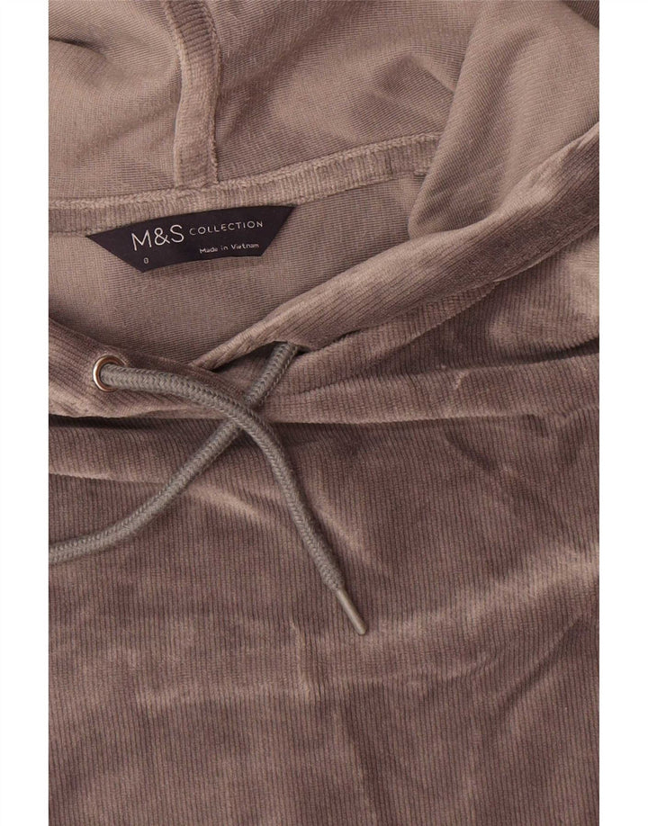 Marks & Spencer Damski welurowy sweter oversize z kapturem, UK 8, mały, szary