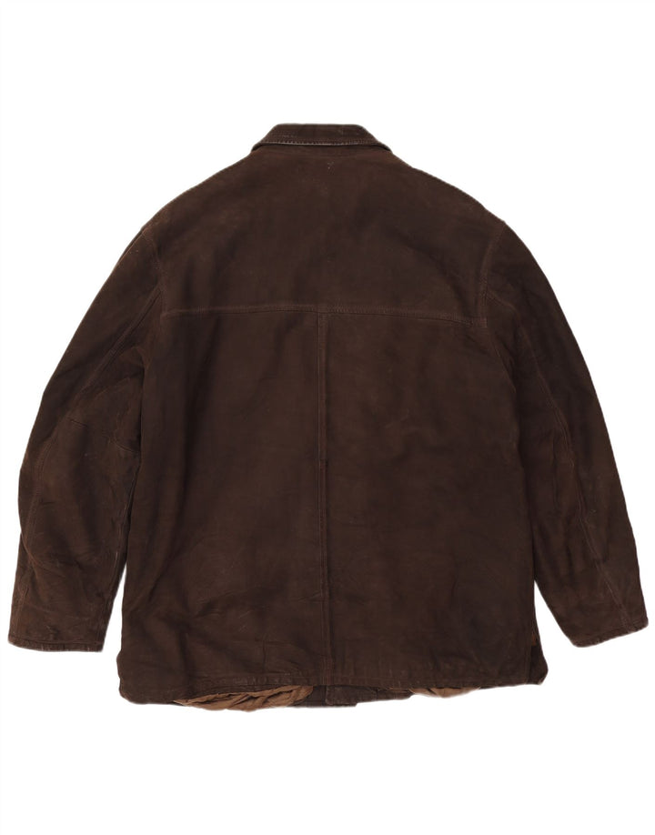 Vintage męska kurtka skórzana IT 54 2XL brązowa skóra