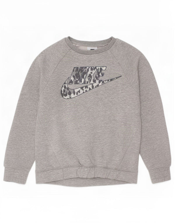 Bluza dziewczęca Nike z grafiką, 6-7 lat, duża, szara bawełna