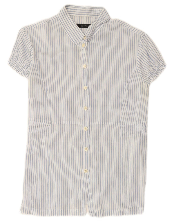 Damska koszula z krótkim rękawem CALVIN KLEIN JEANS UK 12 w kolorze średniego niebieskiego w prążki