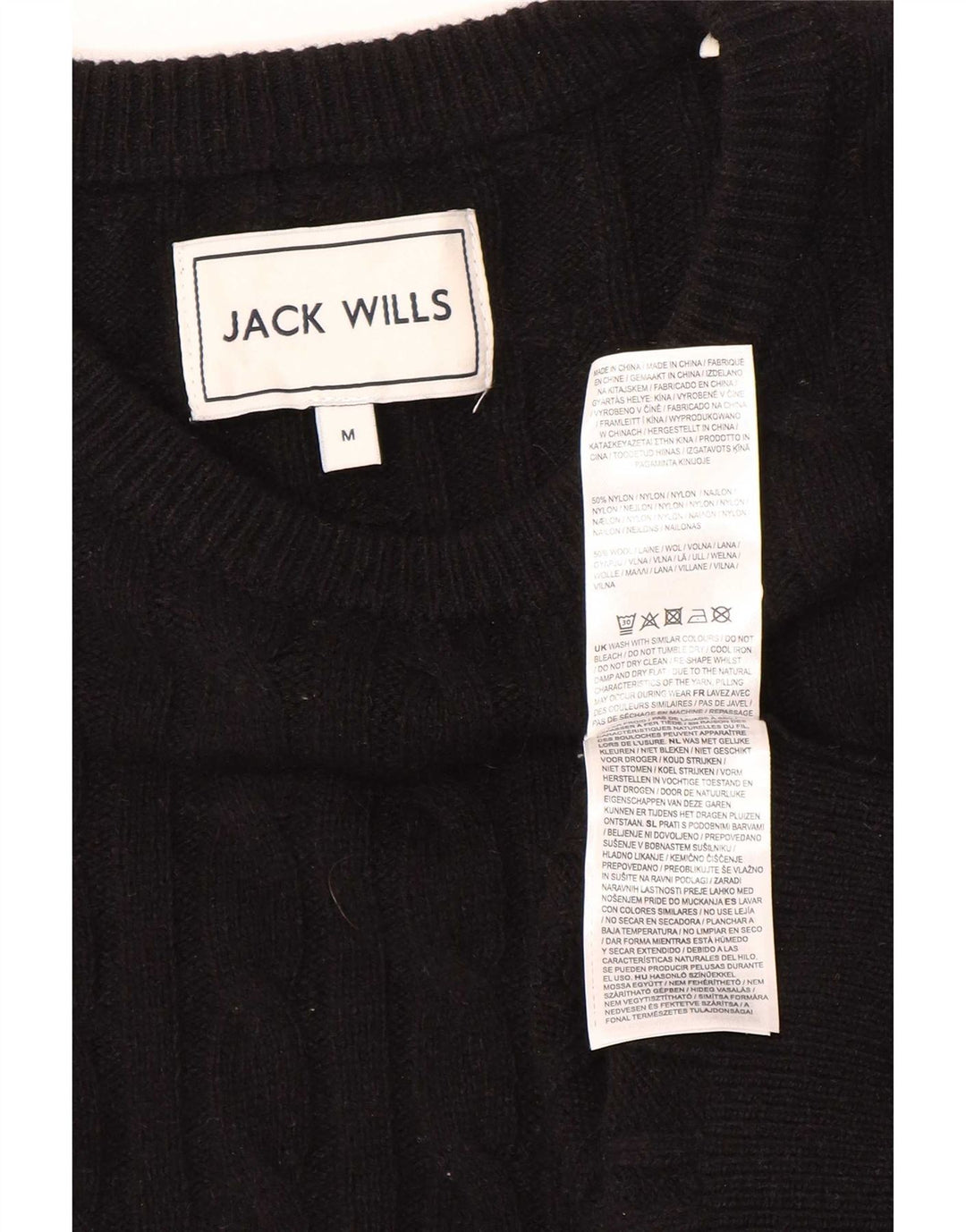 Męski sweter Jack Wills z dekoltem w łódkę, średni czarny nylon