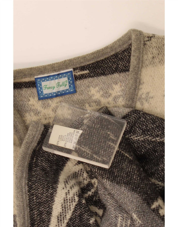 Męski sweter rozpinany bez rękawów w stylu vintage, średnioszary, wełniany
