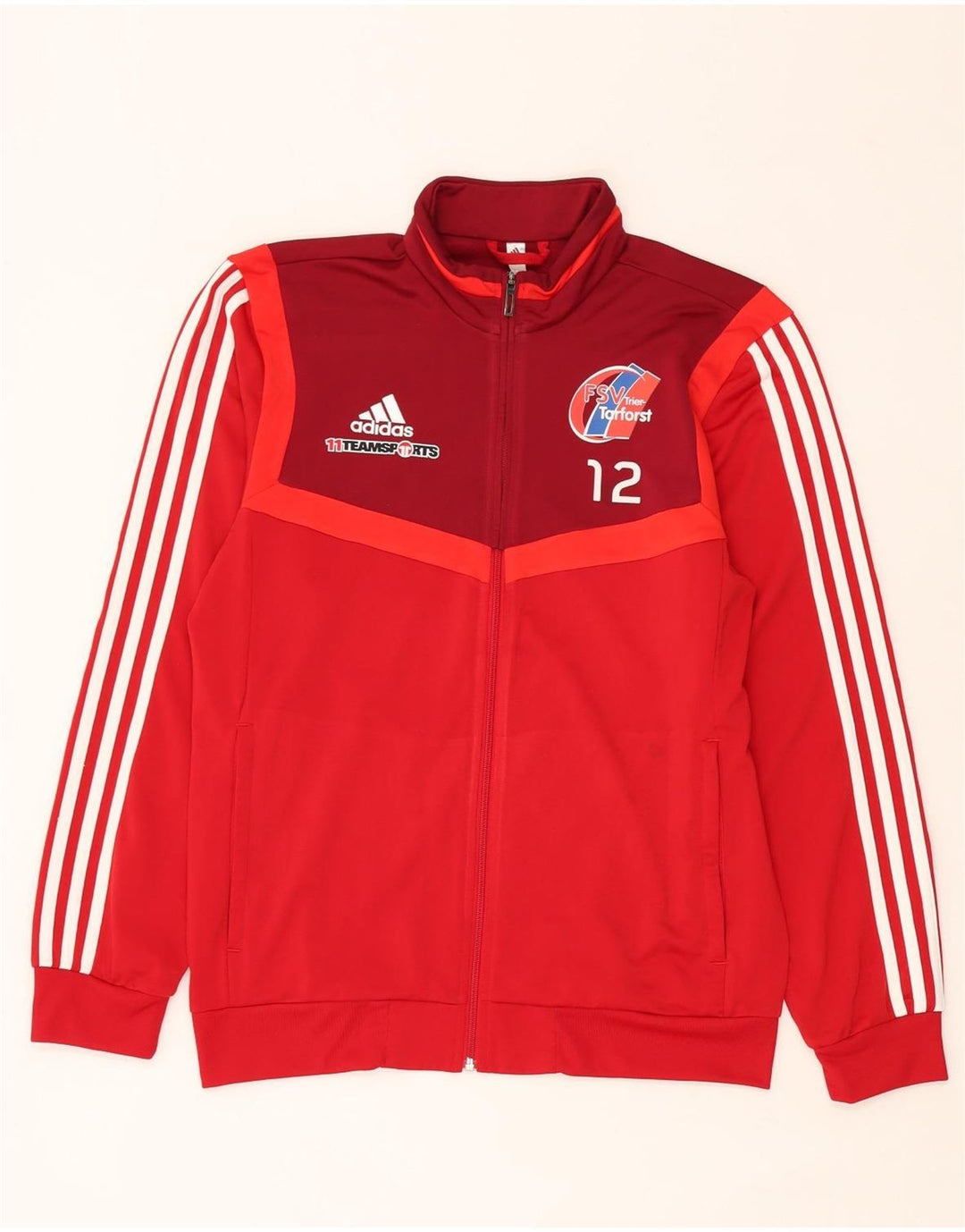 Kurtka dresowa męska adidas FSV Trier-Tarforst Graphic, średnia czerwona