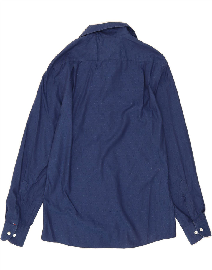 TOMMY HILFIGER Mens Shirt Size 15 Medium Navy Blue Spotted Cotton Vintage Tommy Hilfiger and Second-Hand Tommy Hilfiger from Messina Hembry 