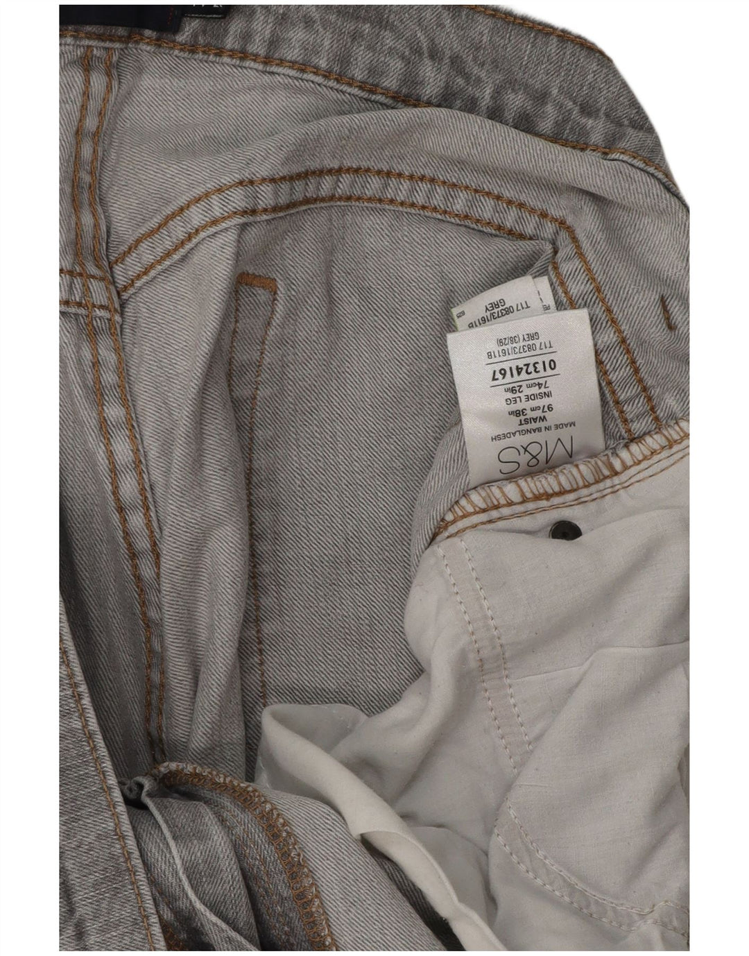 Marks & Spencer Męskie niebieskie dżinsy Harbor Straight W38 L29 Szara bawełna