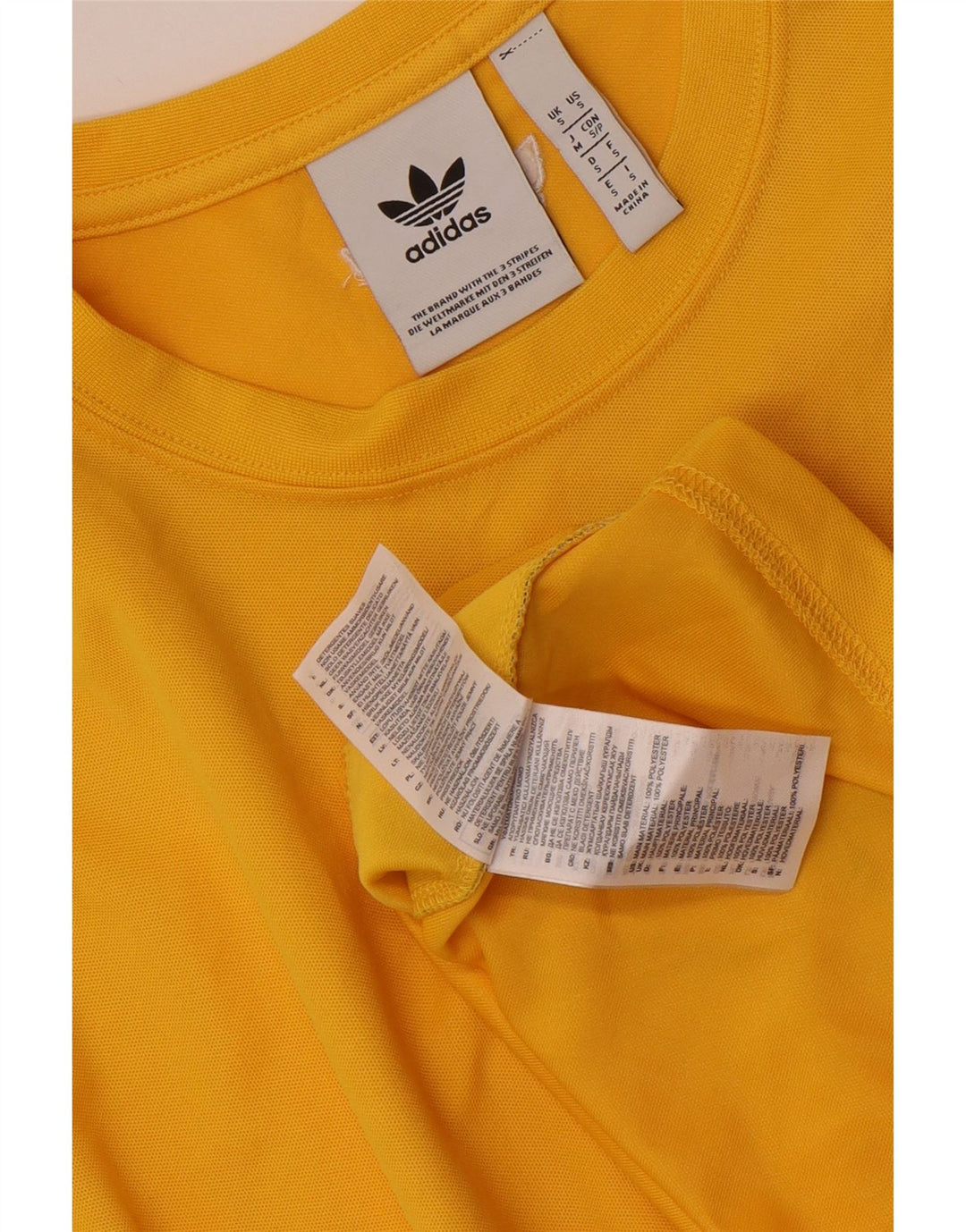 Męski T-shirt z grafiką ADIDAS, mały, żółty poliester z blokami kolorów