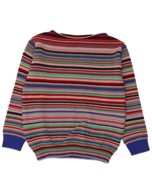 Sweter damski w stylu vintage z dekoltem w łódkę, UK 14, średnie, wielokolorowe paski