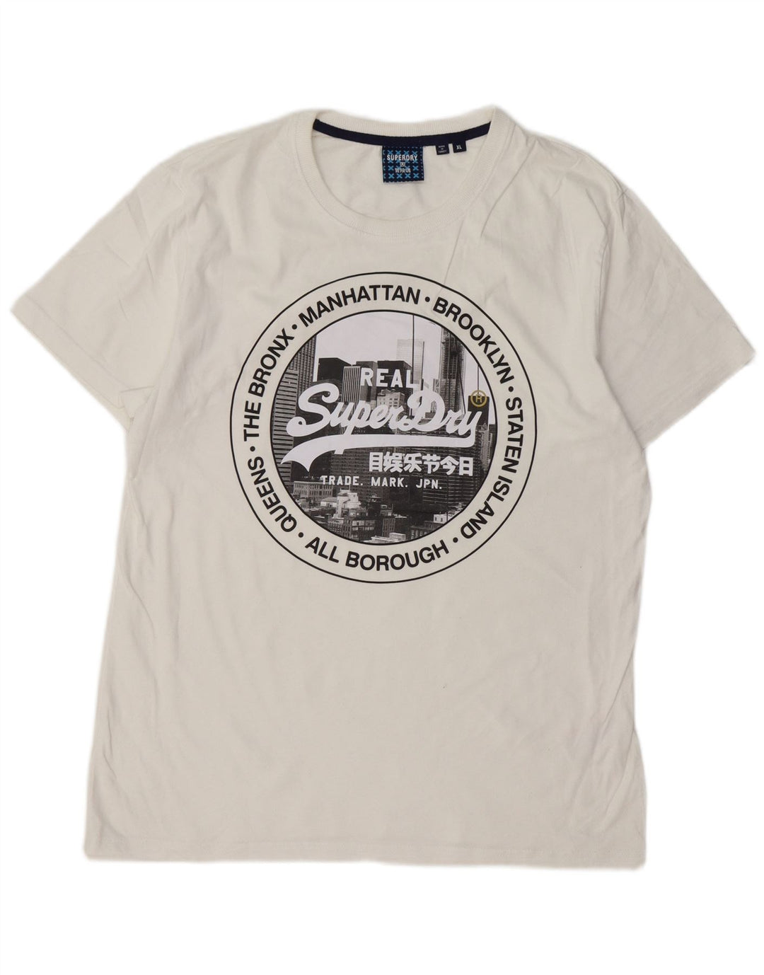 Damska koszulka z grafiką SUPERDRY Top UK 18 XL, biała bawełna