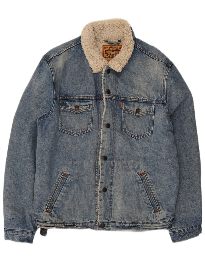 Męska kurtka dżinsowa Levi's Sherpa UK 40, duża niebieska bawełna
