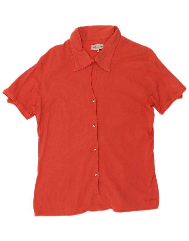 GOOSE & GANDER Womens Short Sleeve Shirt IT 46 Large Red Cotton
