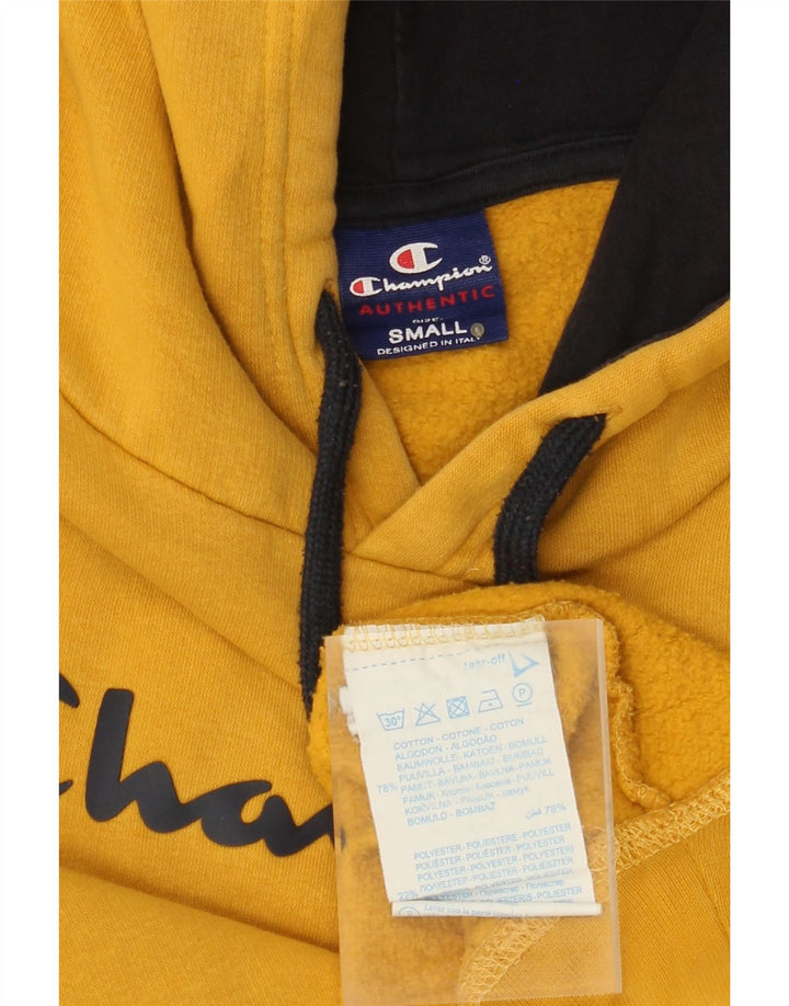 Męski sweter z kapturem i grafiką CHAMPION, mały, żółty, bawełniany