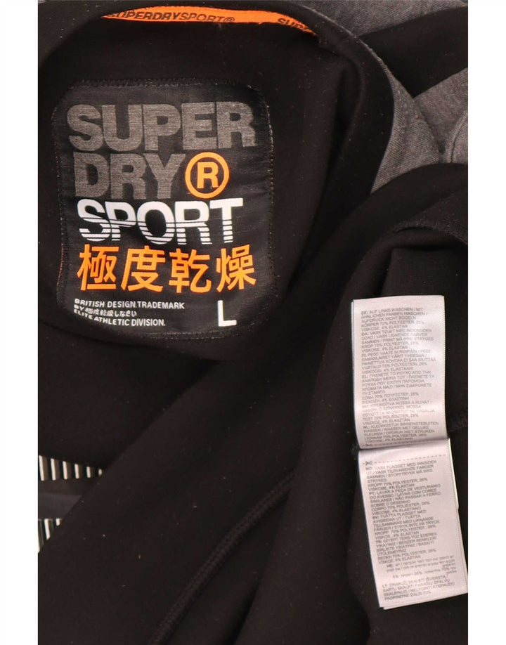 Męski sweter z grafiką Superdry, duży, czarny poliester z blokami kolorów