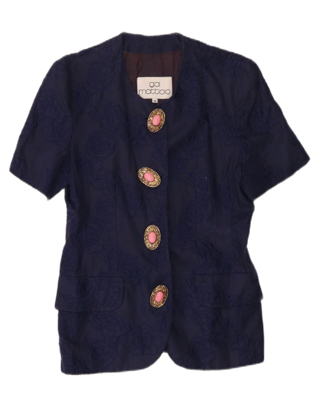 Damska marynarka z krótkim rękawem Gai Mattiolo IT 48 XL, granatowa, lniana