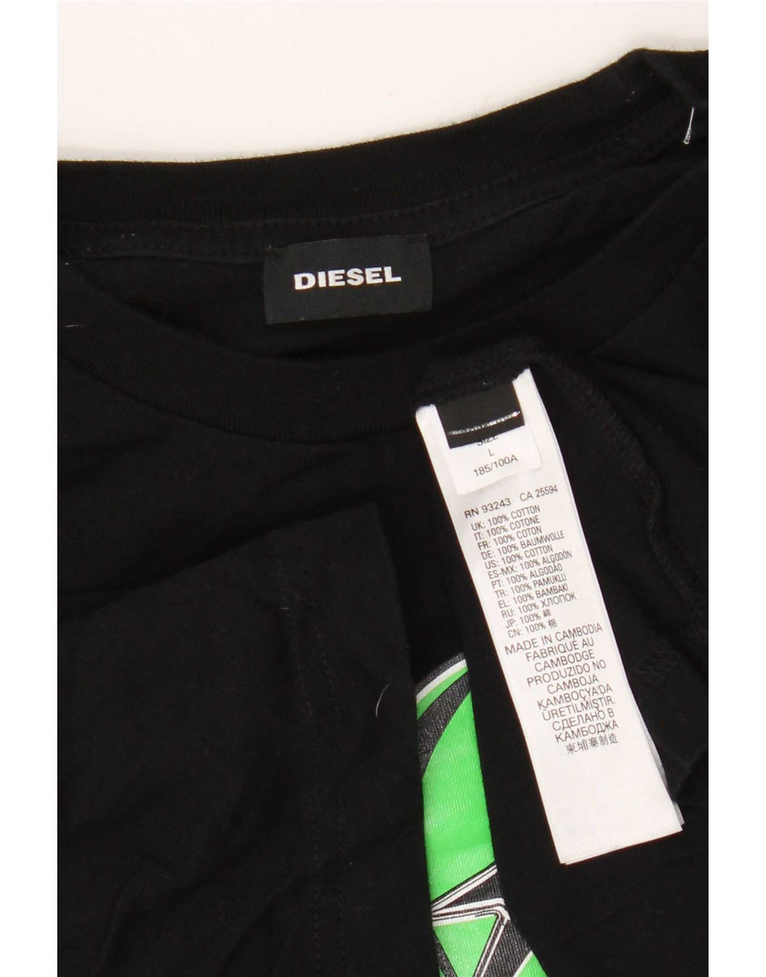 Męska koszulka z grafiką Diesel, duża, czarna, bawełniana