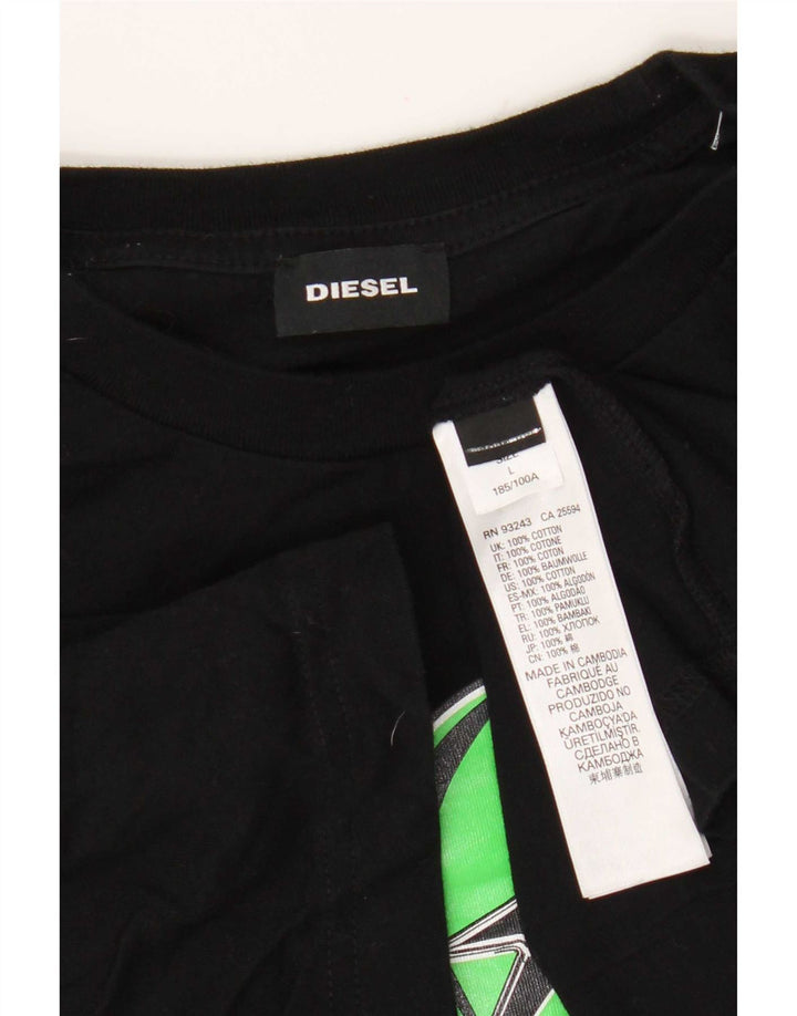 Męska koszulka z grafiką Diesel, duża, czarna, bawełniana