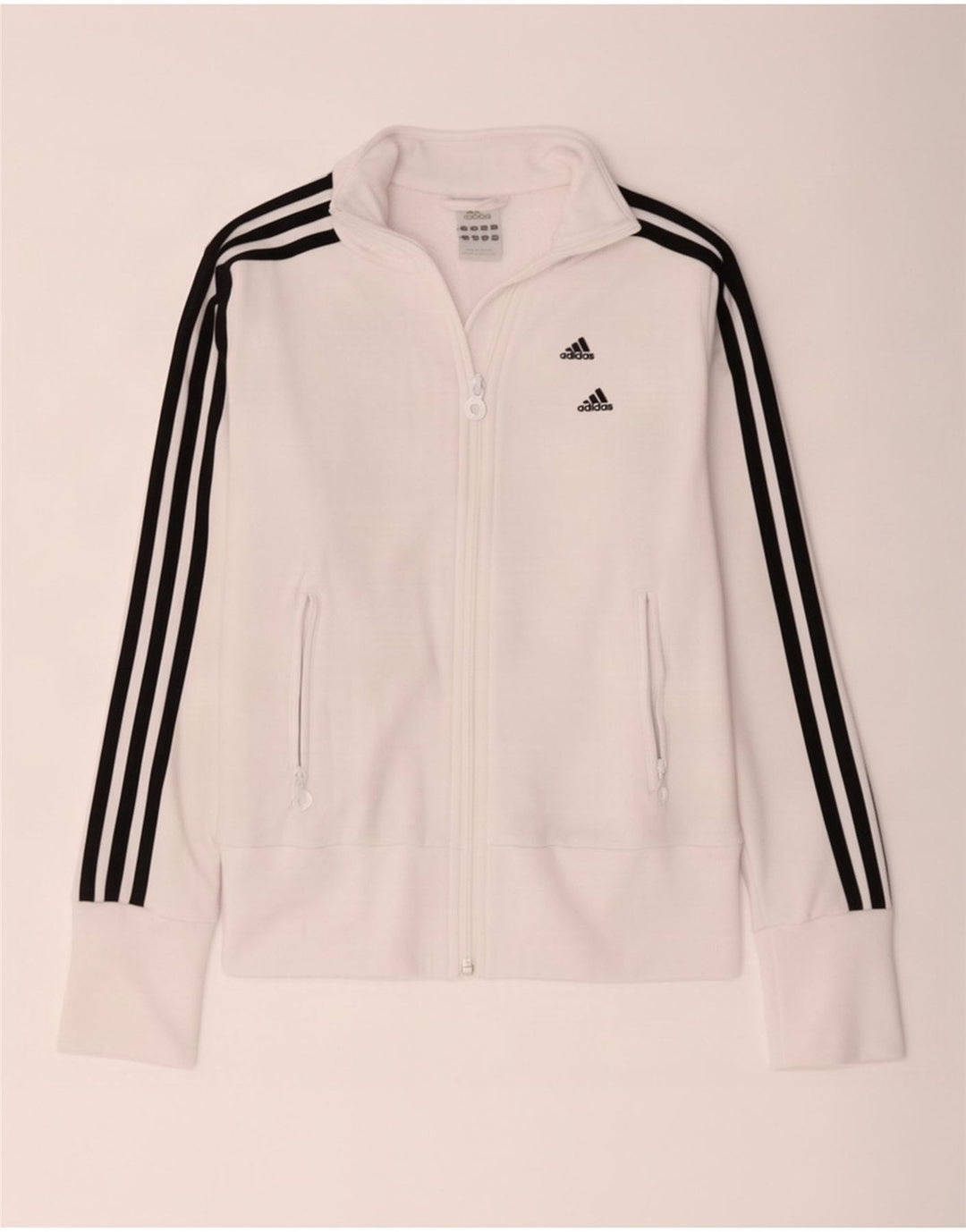 Damska kurtka dresowa Adidas UK 8, mała, biała, poliestrowa