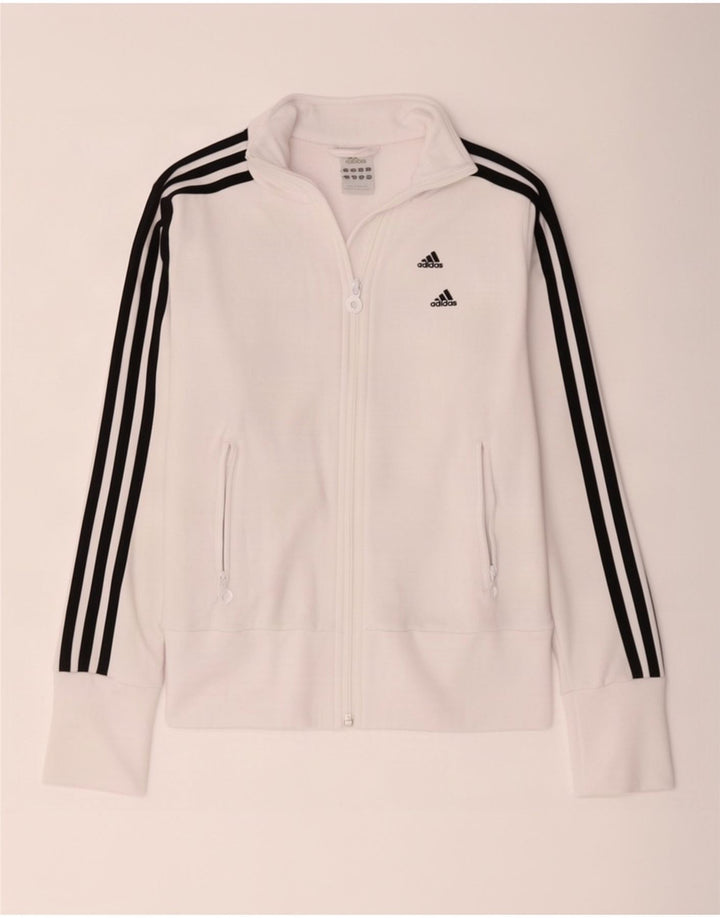 Damska kurtka dresowa Adidas UK 8, mała, biała, poliestrowa