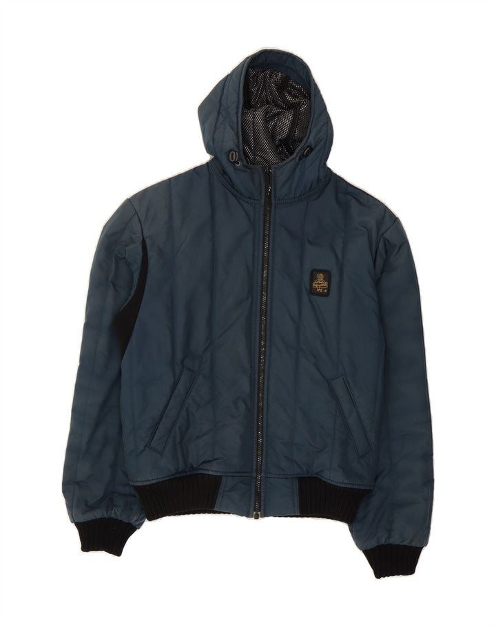 REFRIGIWEAR Womens Cruz Bomber Jacket UK 14 Medium Navy Blue Colourblock Vintage Refrigiwear and Second-Hand Refrigiwear from Messina Hembry 