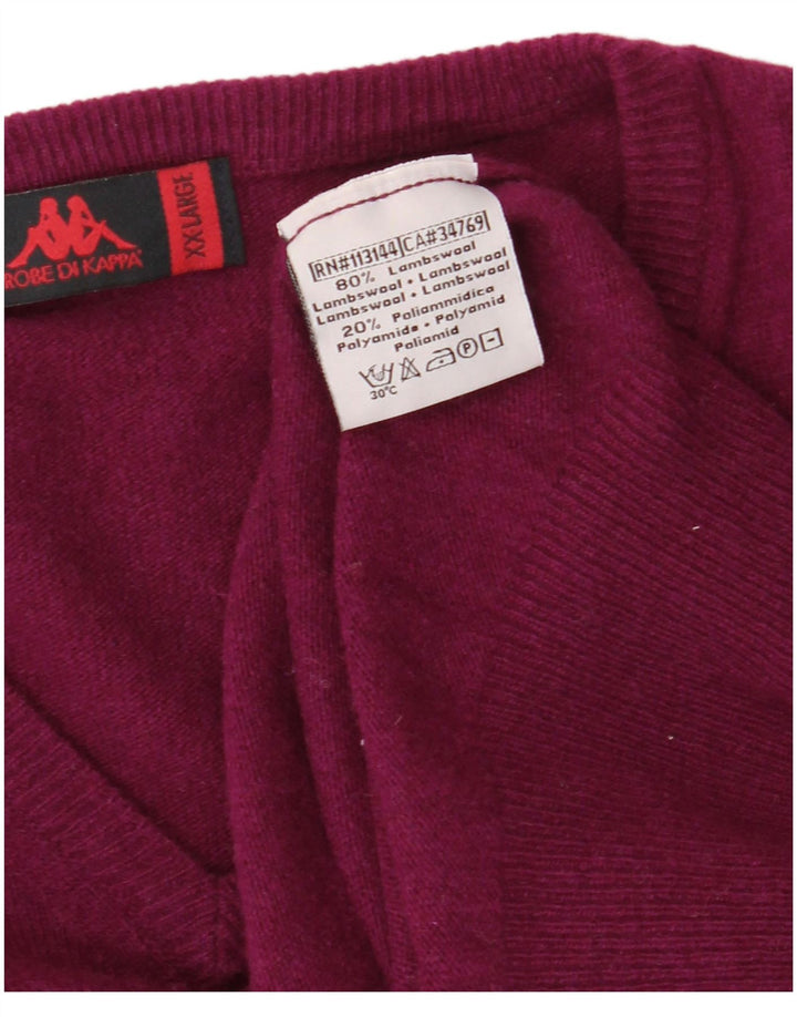 Męski sweter KAPPA z dekoltem w kształcie litery V, 2XL, fioletowa wełna owcza