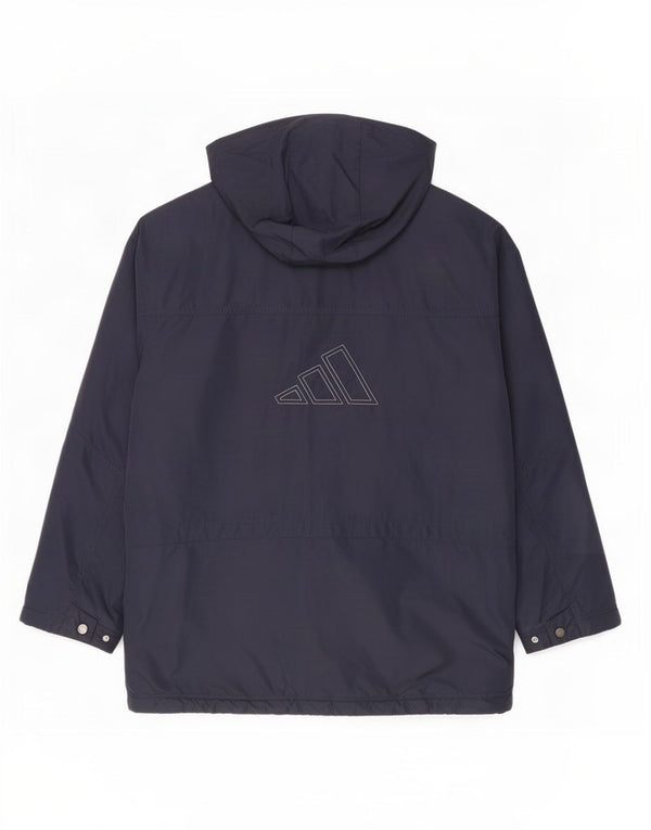 Płaszcz męski Adidas z grafiką z kapturem UK 40, duży, granatowy, poliamid