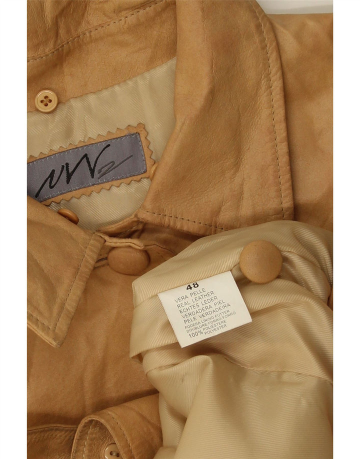 Kurtka skórzana damska vintage UK 18 XL Beżowa skóra