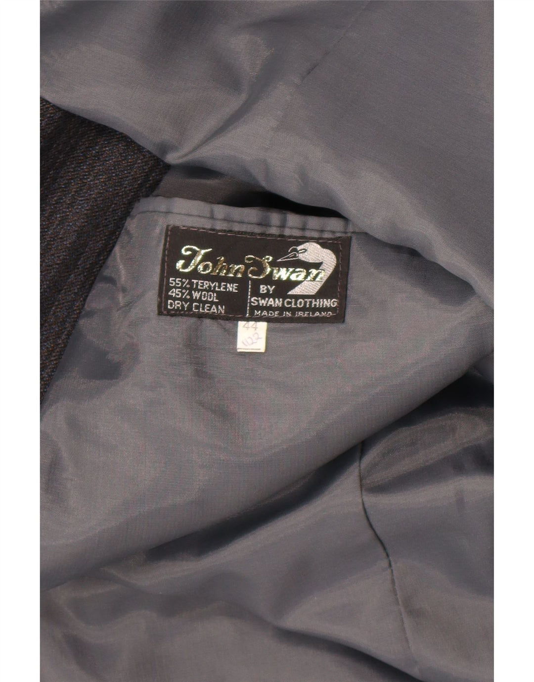 Vintage męska marynarka zapinana na 2 guziki UK 44 2XL Szary terylen w paski