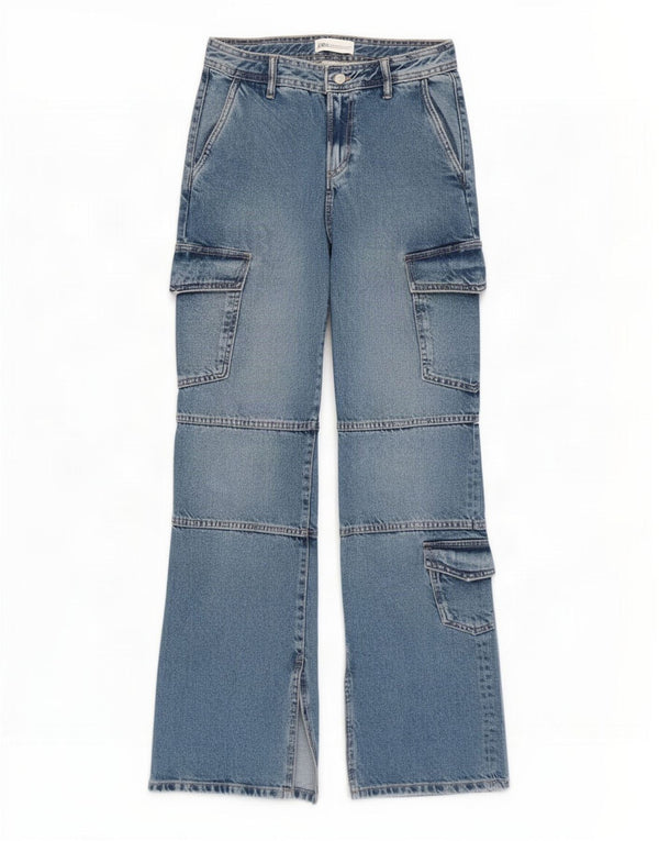 Dżinsy damskie Zara Cargo Straight EU 34 2XS W28 L31 Niebieskie