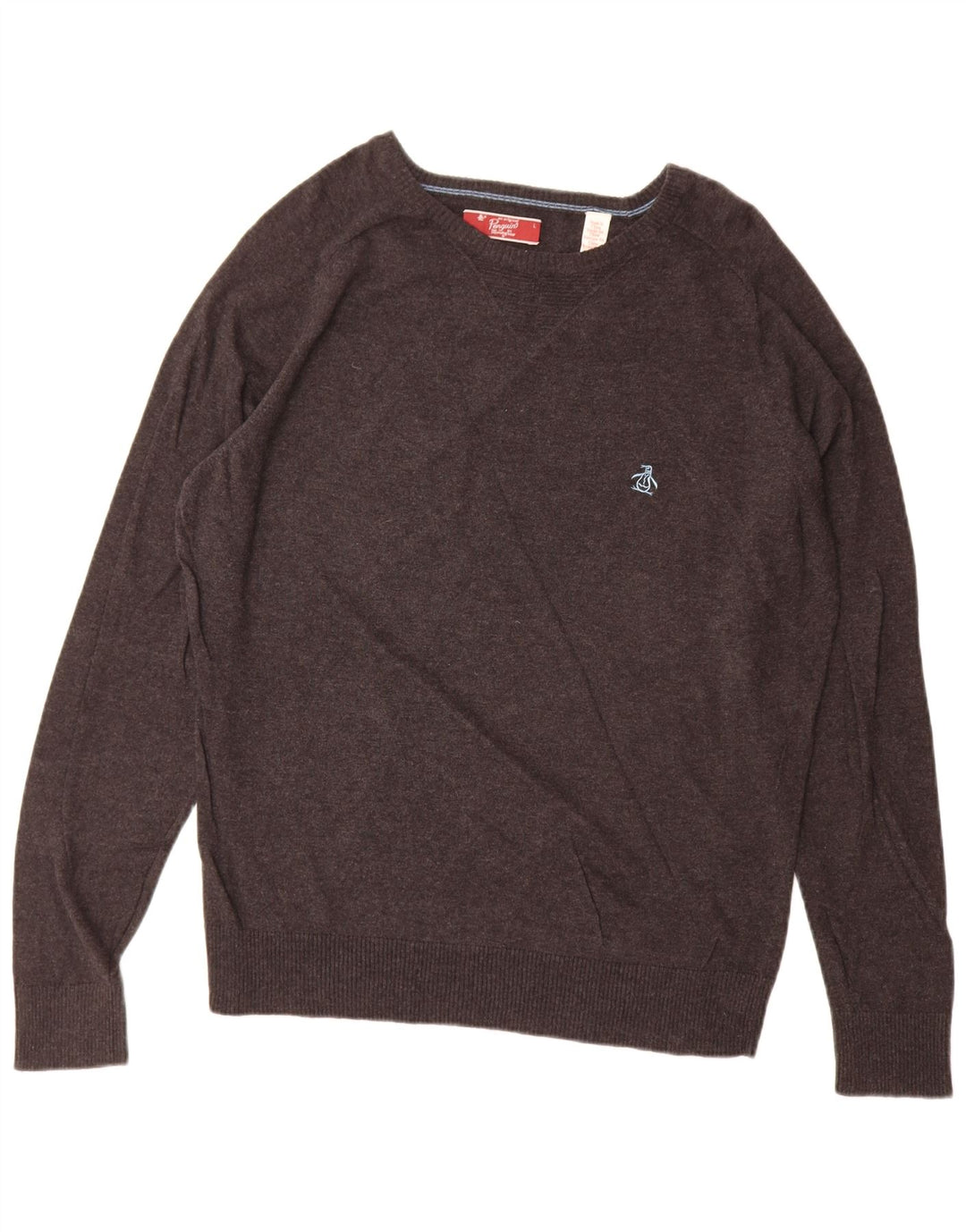 Męski sweter z dekoltem w łódkę Penguin, duży, szary