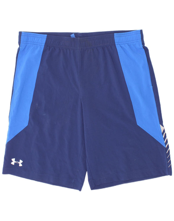 Chłopięce spodenki sportowe Under Armour 11-12 lat, duże, granatowe, z blokami kolorów
