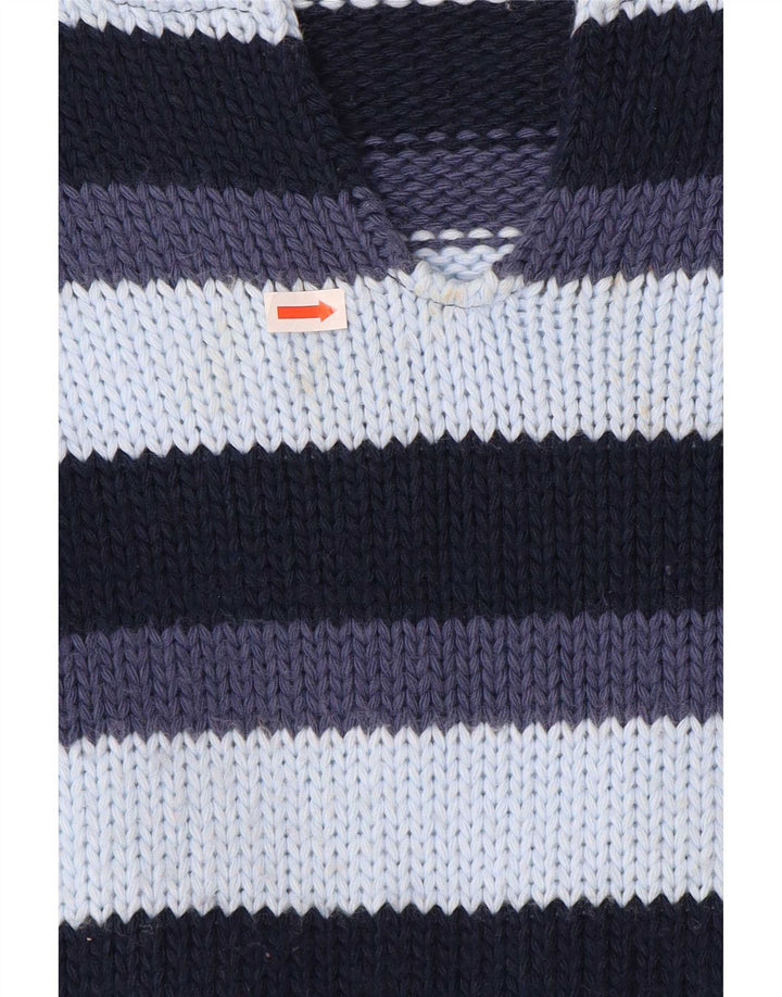 Sweter damski w stylu vintage z dekoltem w kształcie litery V, UK 12, średnie, wielokolorowe paski