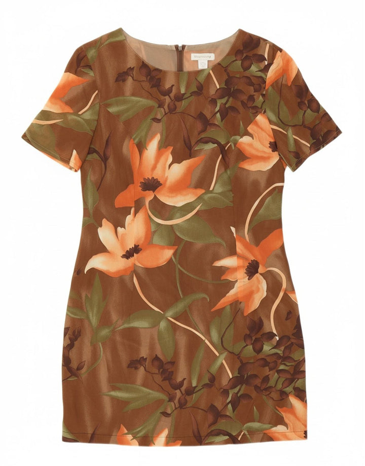 WHIMSY Womens Sheath Dress UK 12 Medium Brown Floral