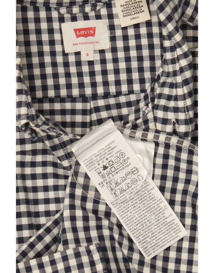 LEVI'S Mens Shirt Small Navy Blue Check Cotton Vintage Levi's and Second-Hand Levi's from Messina Hembry 