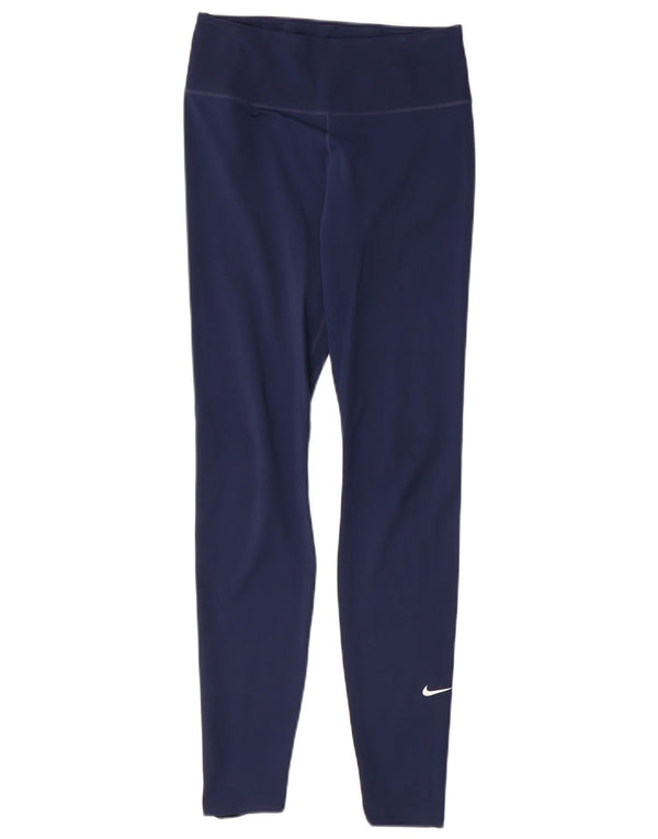 Damskie legginsy NIKE Dri Fit UK 10, małe, granatowe, poliestrowe
