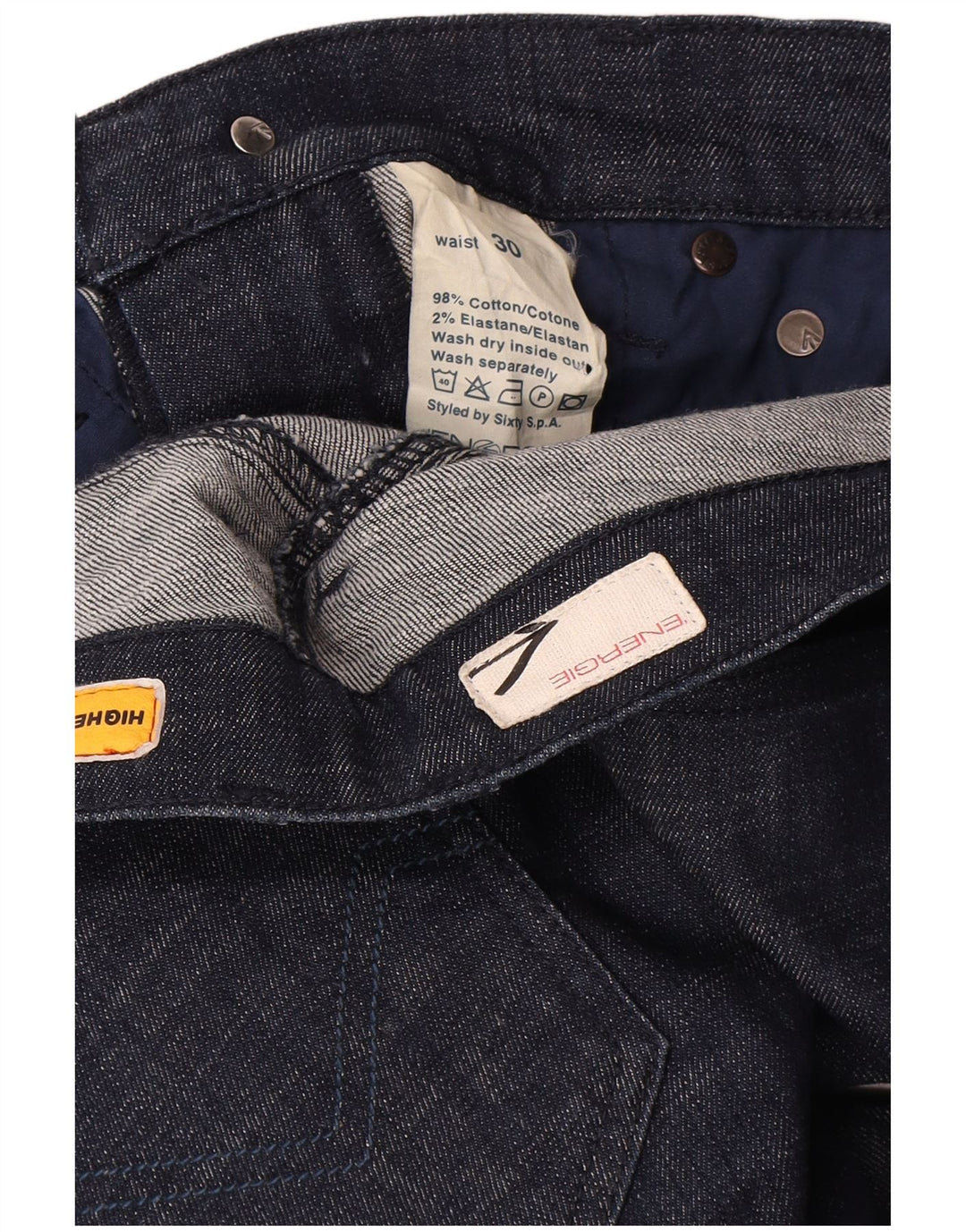 Damskie jeansy Energie Slim W30 L34 Granatowa bawełna