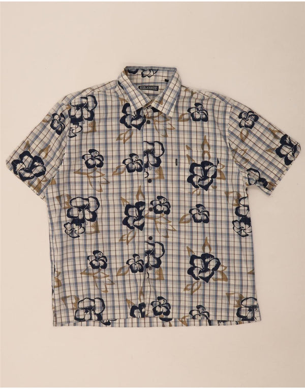 Koszula męska z krótkim rękawem LERROS XL, bawełniana w niebieską kratkę