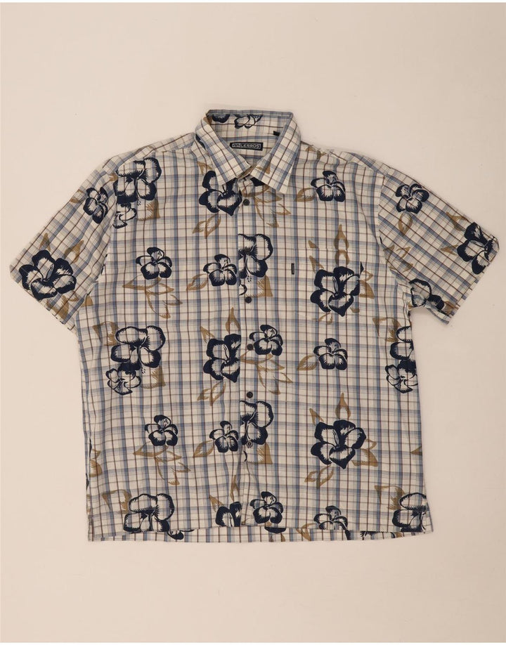 Koszula męska z krótkim rękawem LERROS XL, bawełniana w niebieską kratkę