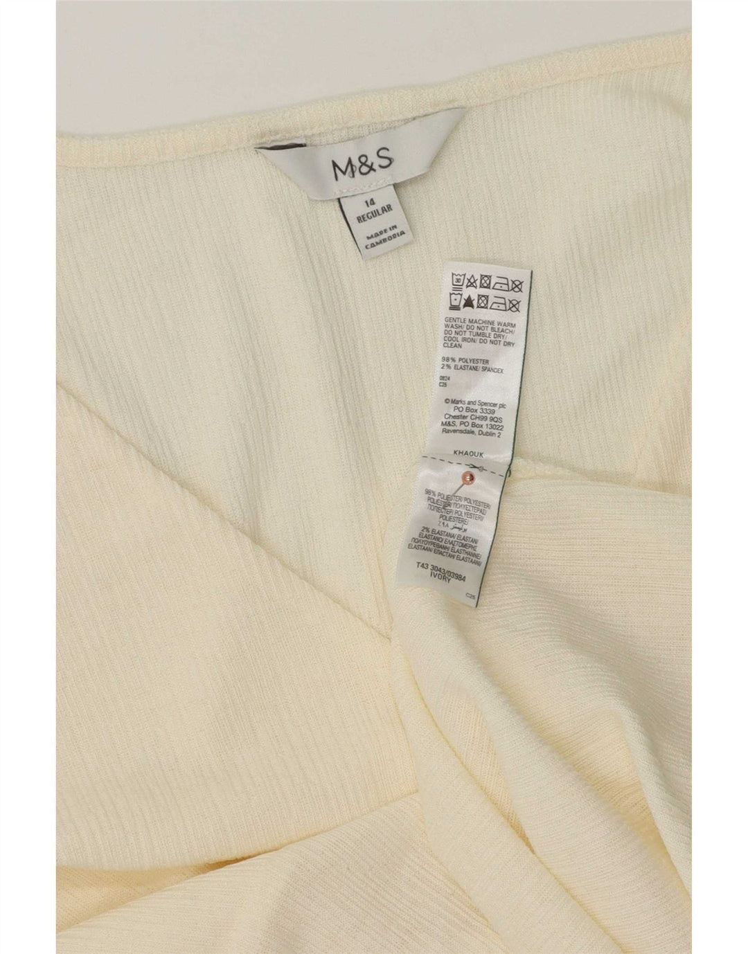 Marks & Spencer Damski top z długim rękawem, UK 14, średni, złamany biały poliester