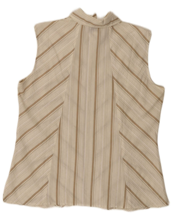 oltre Damska bluzka koszulowa bez rękawów UK 20 2XL Off White Chevron Polyester