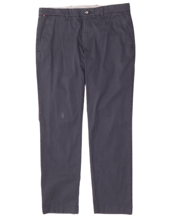 Męskie proste spodnie chino Tommy Hilfiger W34 L30 granatowe geometryczne