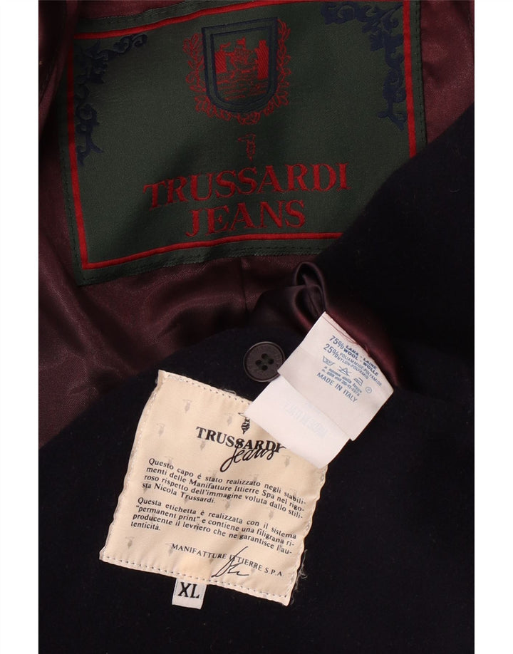 Płaszcz męski TRUSSARDI JEANS UK 42 XL, granatowy, wełniany