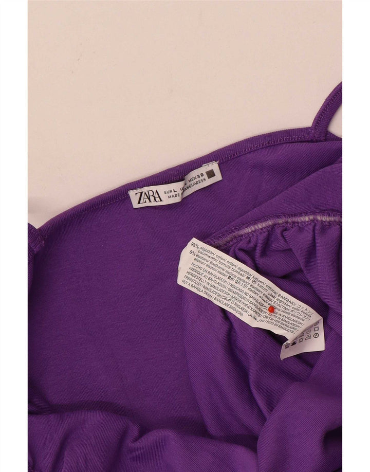 Damski top na ramiączkach Zara UK 14, duży, fioletowy, bawełniany