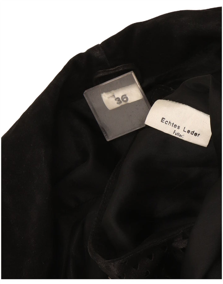 Vintage damski płaszcz skórzany EU 36 XS czarna skóra