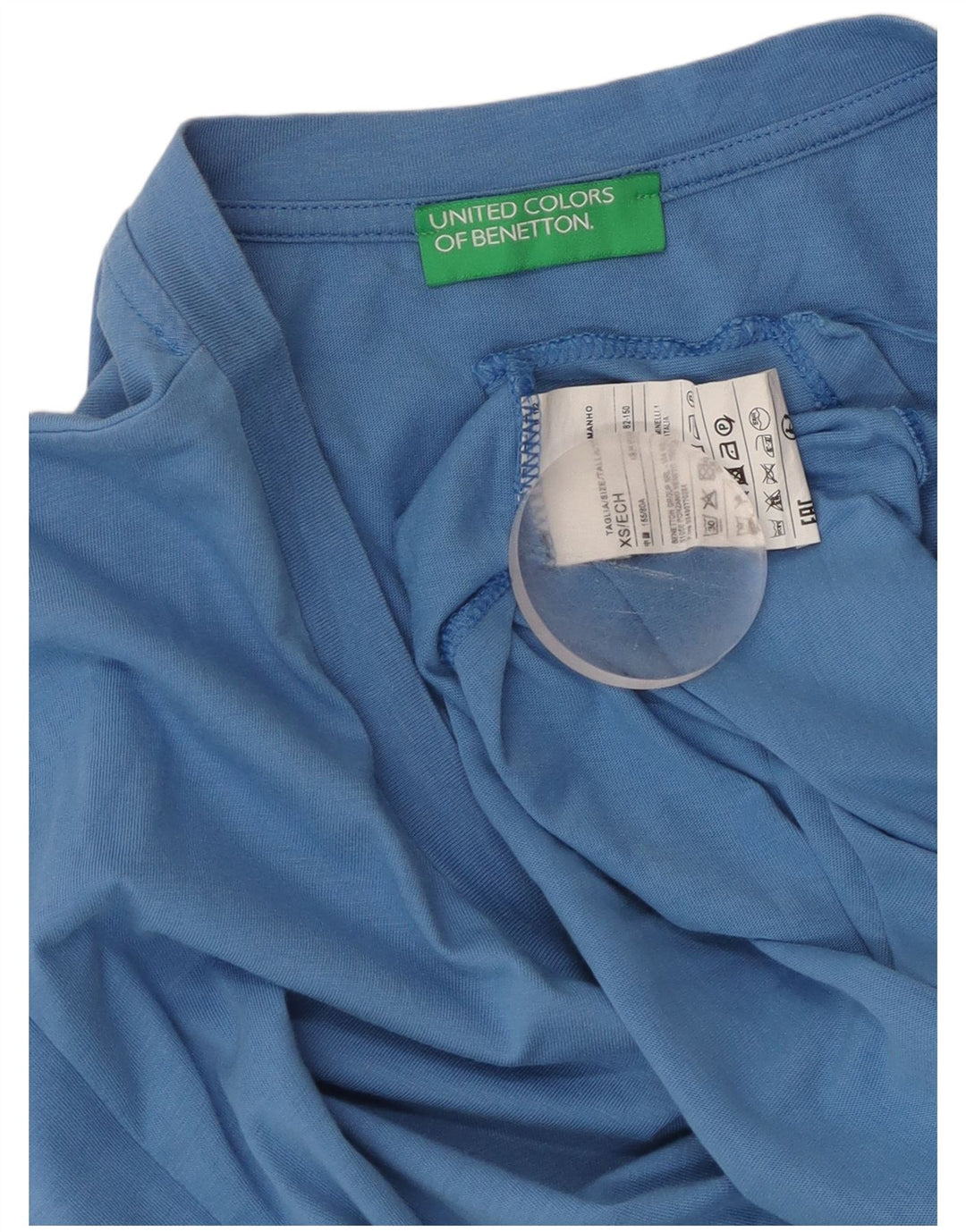 Damska koszulka o luźnym kroju BENETTON UK 6 XS, niebieska, bawełniana